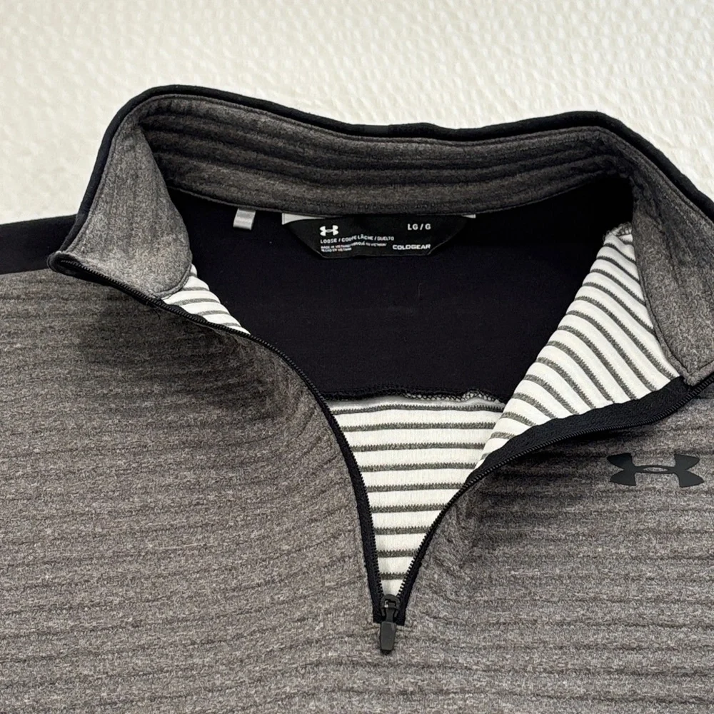 Under Armour Men's Charcoal and Black Zip-Up Sweater